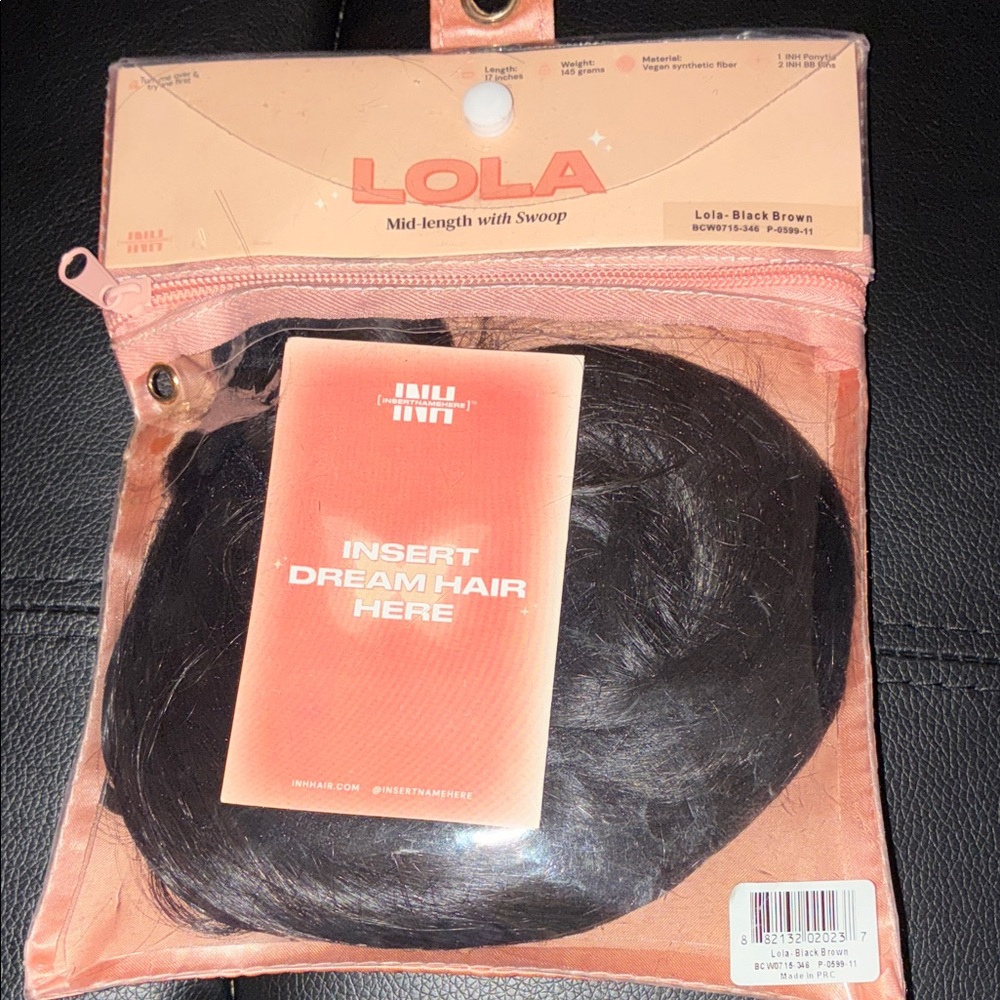 Black Brown Mid-Length Ponytail with Swoop